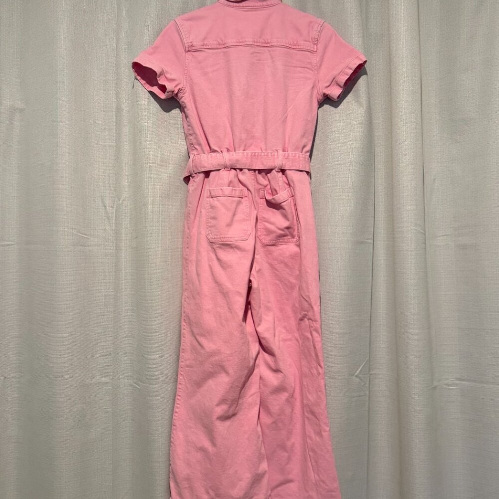 GAP Kids Pink Denim Belted Jumpsuit Romper Size 14 Girl - Picture 7 of 9